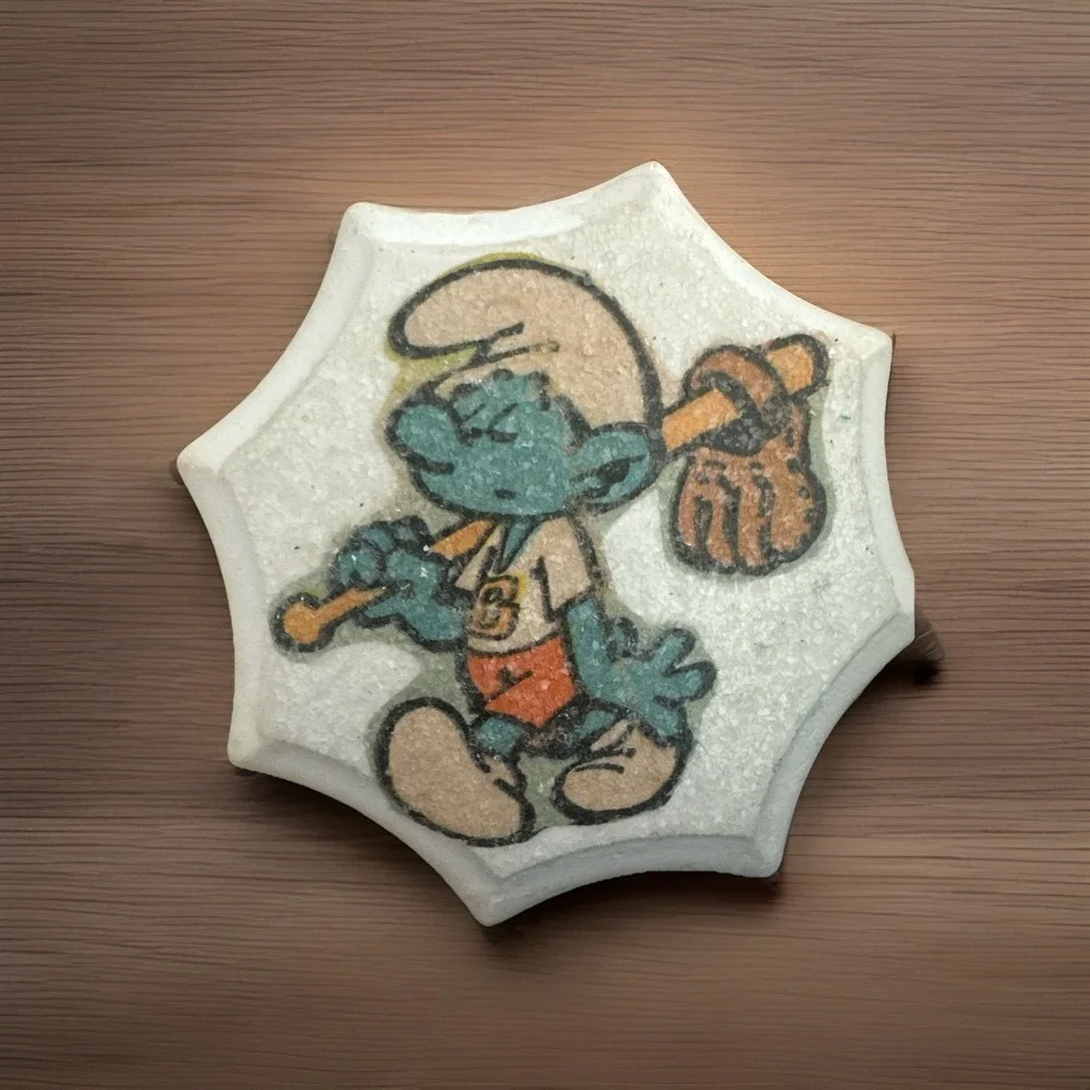 Lot Of Four Ceramic Decoupage sparkly vintage‎ Smurf wall hangings